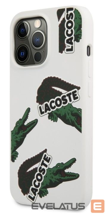 Чехол на заднюю панель Lacoste Apple iPhone 13 Pro Liquid Silicone Allover Pattern Case White