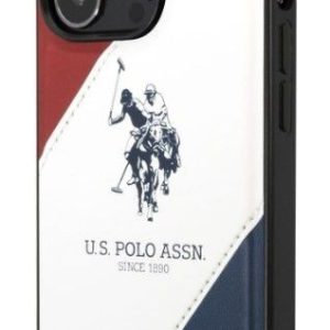 Чехол на заднюю панель U.S Polo Apple iPhone 14 Pro Leather Double Horse Case White Blue