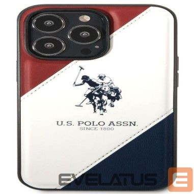 Чехол на заднюю панель U.S Polo Apple iPhone 14 Pro Max Leather Double Horse Case White Blue