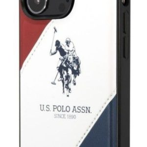 Чехол на заднюю панель U.S Polo Apple iPhone 14 Pro Max Leather Double Horse Case White Blue