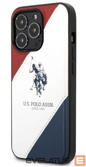 Чехол на заднюю панель U.S Polo Apple iPhone 14 Pro Max Leather Double Horse Case White Blue