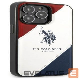 Чехол на заднюю панель U.S Polo Apple iPhone 14 Pro Max Leather Double Horse Case White Blue