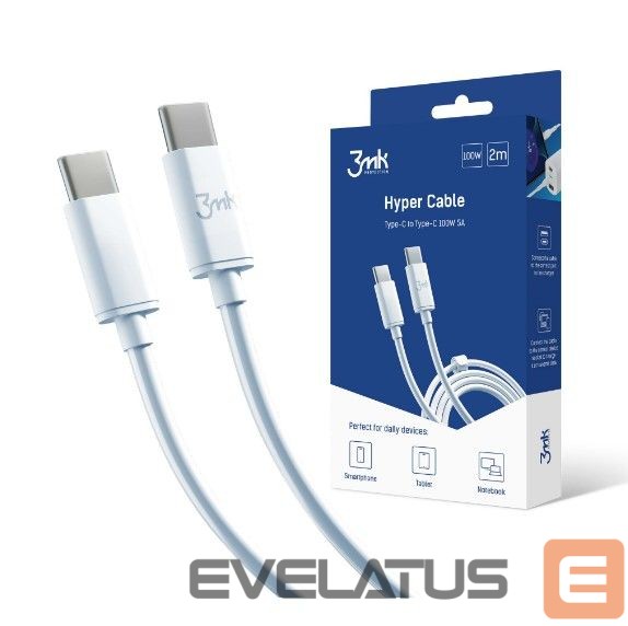 Кабель 3MK Hyper Cable Type-C to Type-C 2m 100W White