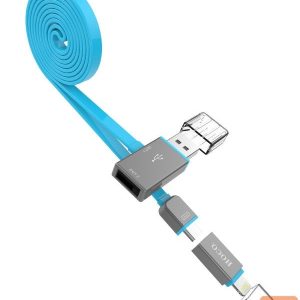 Кабель Hoco  UPL03 Share line apple + micro usb blue