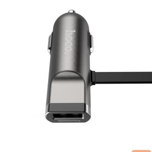 Авто зарядка Hoco Universal UCL01 Multifunction apple+micro usb Gray