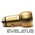 Авто зарядка Evelatus - Car Charger ECC01 GOLD 2USB port 3.1A with stainless steel escape tool Gold