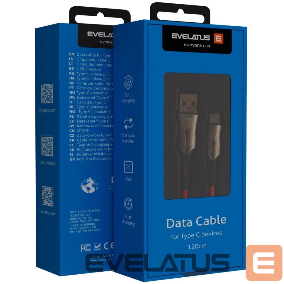 Кабель Evelatus - Type-C Data Cable TPC02 Black