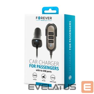 Авто зарядка Forever Universal PC-01 car charger (4 x USB | 5,8 A) for passengers Black