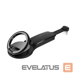 Переходник Hoco  Lightning to 2 x Lightning + ring holder Black