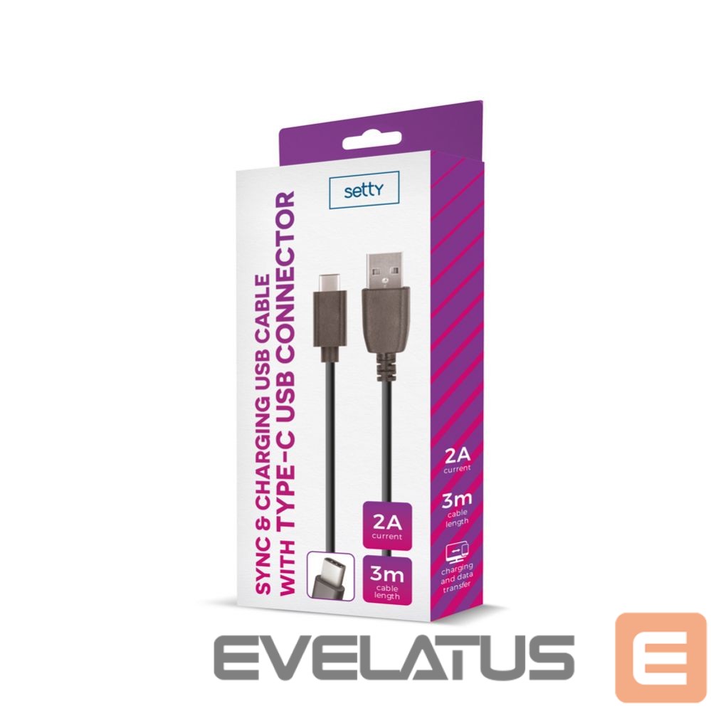 Кабель Setty Universal USB Cable 3m 2A type-C Black