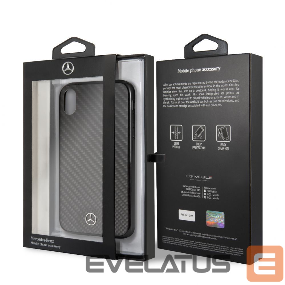 Чехол на заднюю панель Mercedes-Benz Apple iPhone XR Hard Case Real Carbon Fiber Black