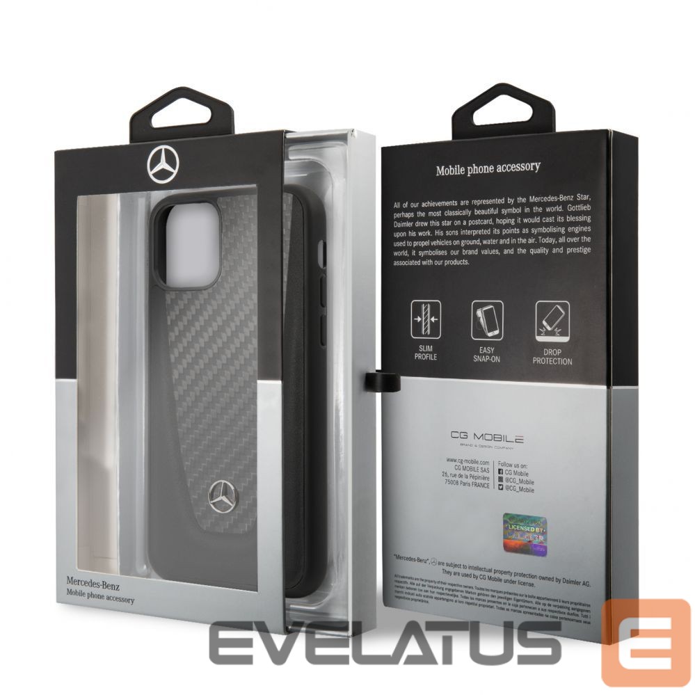 Чехол на заднюю панель Mercedes-Benz Apple iPhone 11 Hard Case Leather Carbon Fiber Black