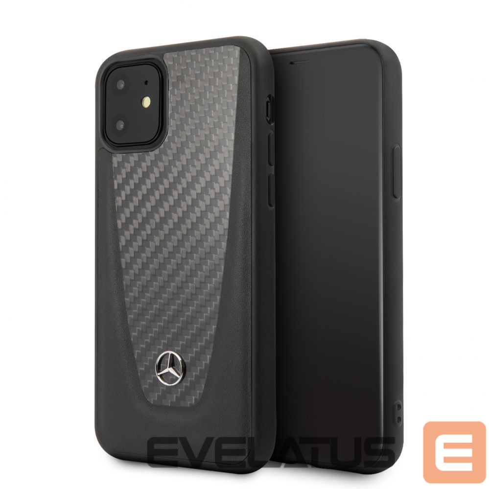 Чехол на заднюю панель Mercedes-Benz Apple iPhone 11 Hard Case Leather Carbon Fiber Black