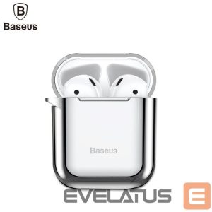 Чехол на заднюю панель Baseus Apple Metallic Shining Ultra-thin Silicone Protector Case with Hook for Airpods 1 / 2 Silver