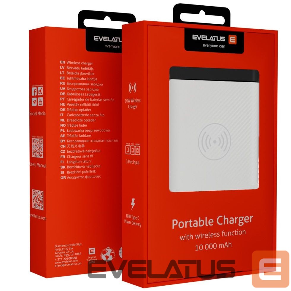 Внешний аккумулятор Evelatus Evelatus Power Bank Wireless EPB05 10000 mAh White