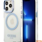 Чехол на заднюю панель Guess Apple iPhone 13 Pro Max 6.7 hard case Metal Outline Magsafe Transparent Blue