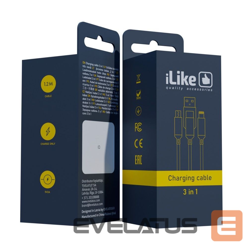 Кабель iLike Charging Cable 3 in 1 CCI02 Blue
