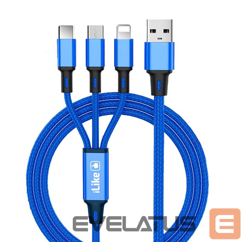 Кабель iLike Charging Cable 3 in 1 CCI02 Blue