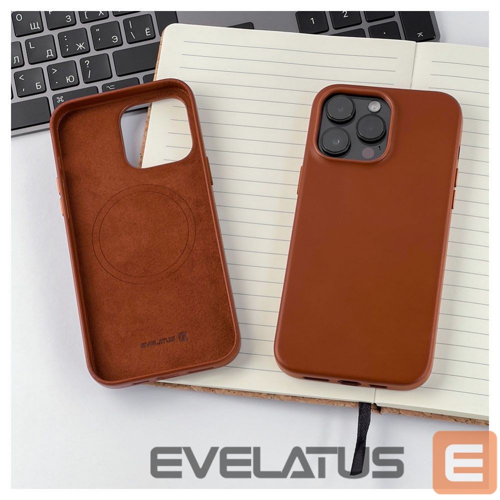 Чехол на заднюю панель Evelatus Apple iPhone 14 Pro Max Genuine Leather case with MagSafe Brown