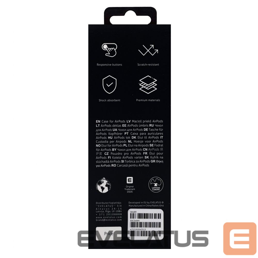 Чехол для наушников Evelatus Apple Airpods Case EAC04 White