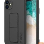 Чехол на заднюю панель Wozinsky - iPhone 12 silicone case with stand Kickstand Case Black