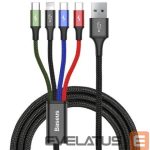 Кабель Baseus  cable USB 4in1 Lightning / 2x USB Type C / micro USB cable in nylon braid 3.5A 1.2m black (CA1T4-B01) Black