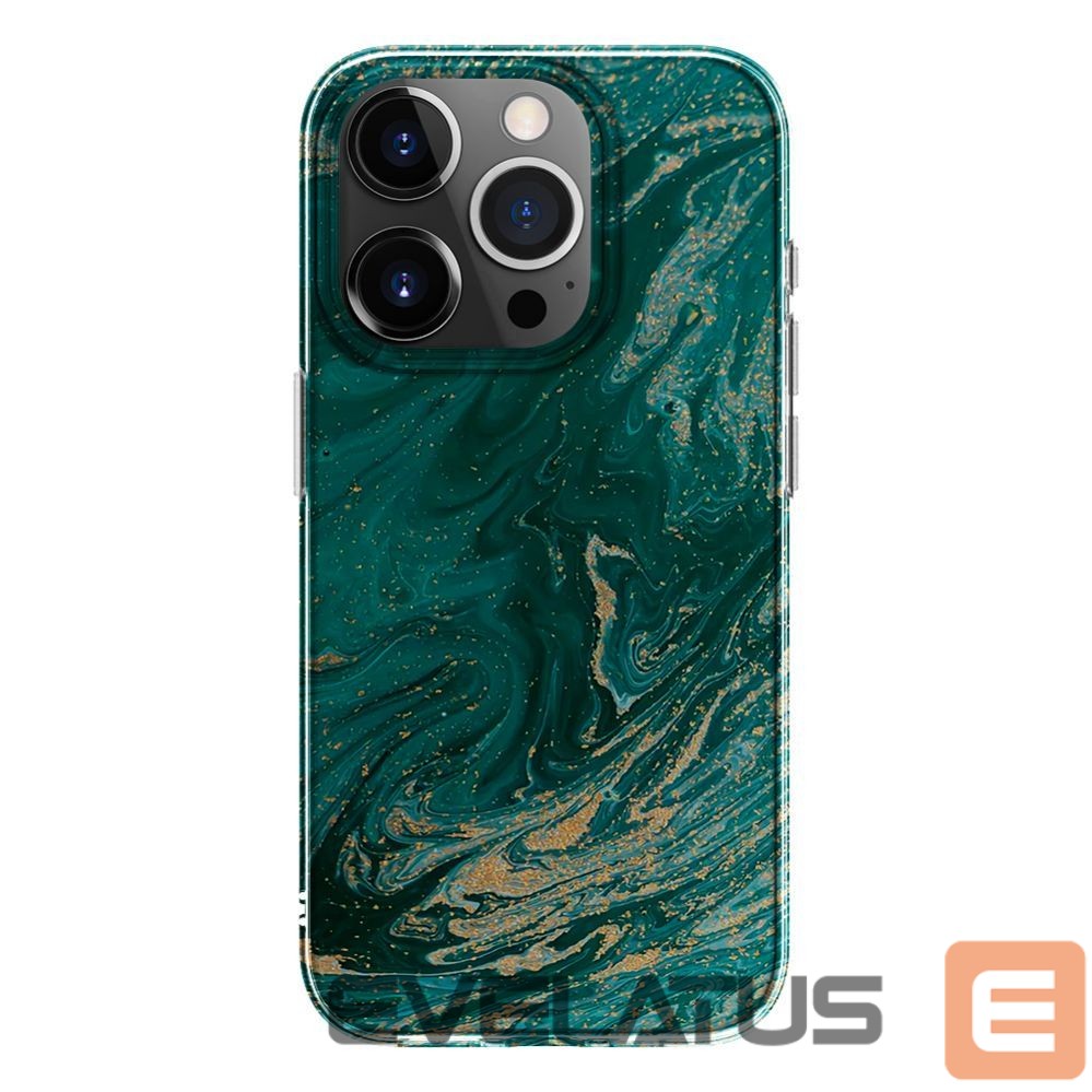 Чехол на заднюю панель Evelatus Apple iPhone 15 Pro PC Customized Print Design Marble Turquoise
