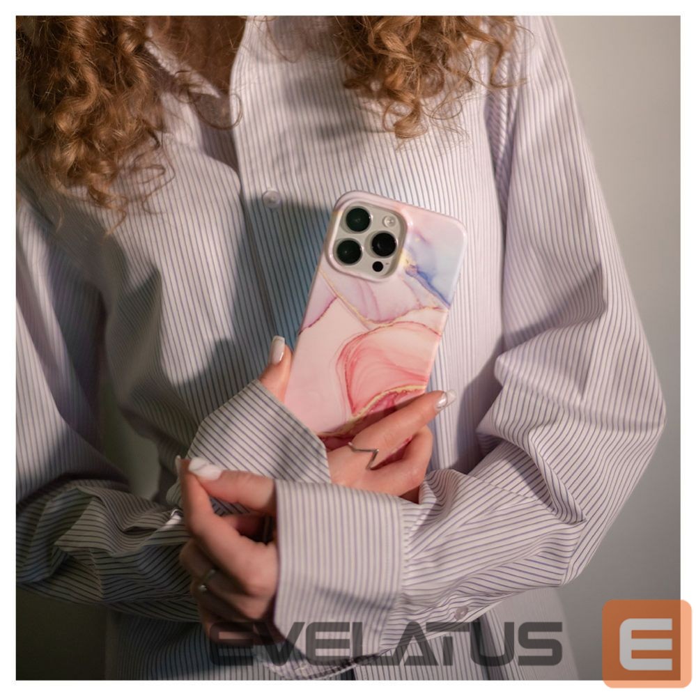 Чехол на заднюю панель Evelatus Apple iPhone 15 Pro PC Customized Print Design Marble Pink