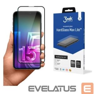 Защитное стекло 3MK Apple iPhone 15 Plus HardGlass Max Lite Black