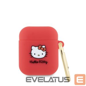 Чехол для наушников Hello Kitty Apple Airpods 1/2 cover Silicone 3D Kitty Head Red