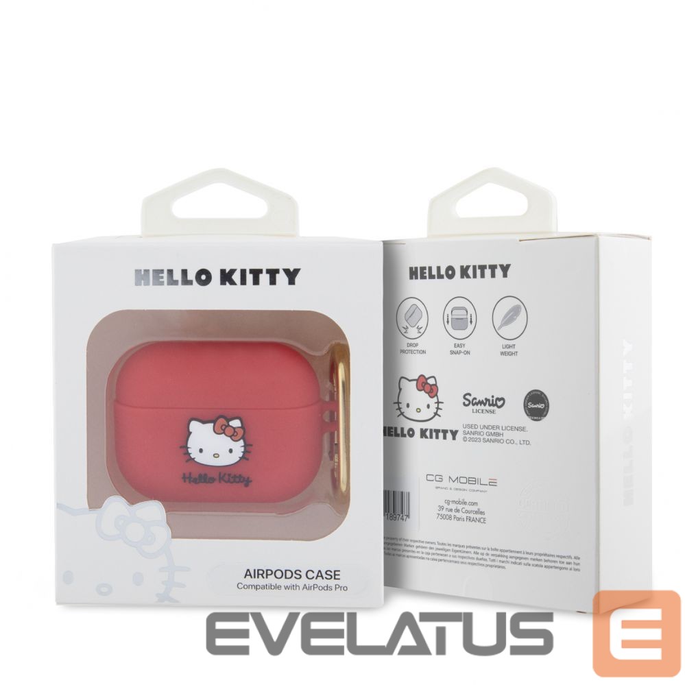 Чехол для наушников Hello Kitty Apple Airpods Pro cover Silicone 3D Kitty Head Red