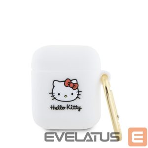 Чехол для наушников Hello Kitty Apple Airpods 1/2 cover Silicone 3D Kitty Head White