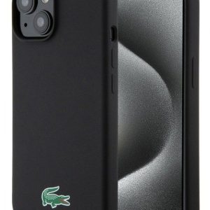 Чехол на заднюю панель Lacoste Apple iPhone 15 6.1 Liquid Silicone Microfiber Croc Logo Magsafe Back Cover Black