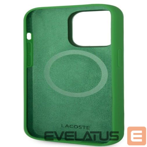 Чехол на заднюю панель Lacoste Apple iPhone 15 6.1 Liquid Silicone Microfiber Croc Logo Magsafe Back Cover Green