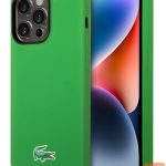 Чехол на заднюю панель Lacoste Apple iPhone 15 6.1 Liquid Silicone Microfiber Croc Logo Magsafe Back Cover Green