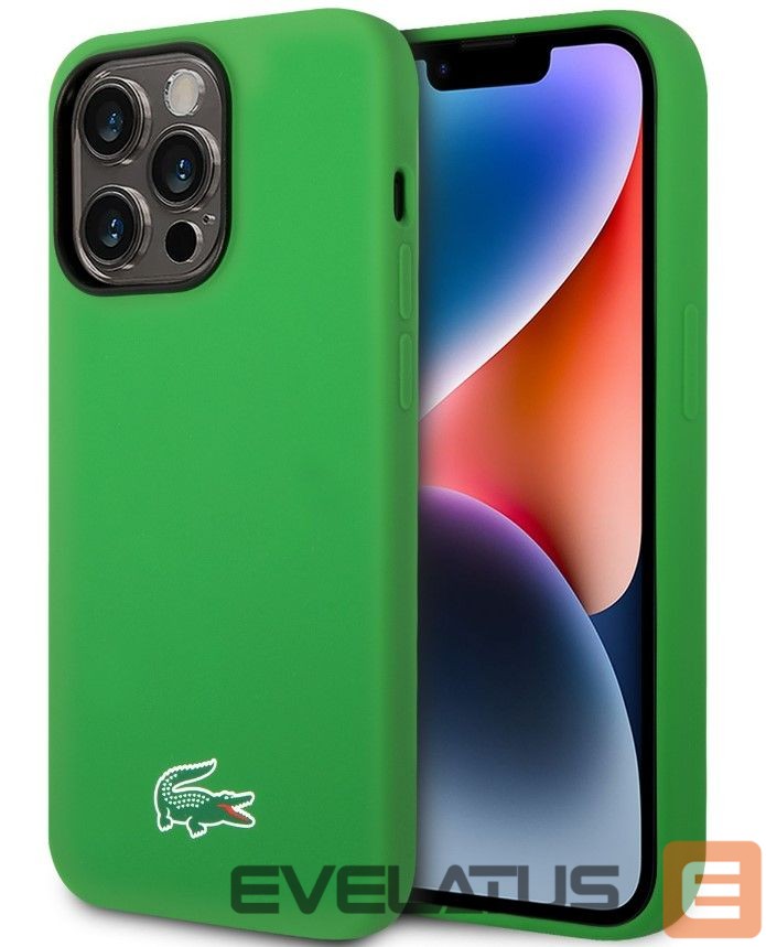 Чехол на заднюю панель Lacoste Apple iPhone 15 6.1 Liquid Silicone Microfiber Croc Logo Magsafe Back Cover Green