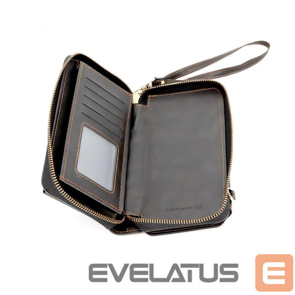 Чехол универсальный карман Evelatus Universal Leather Zipper Design Wallet Black