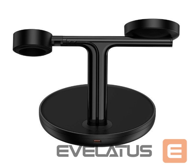 Беспроводное зарядное устройство Baseus Universal Swan inductive charger (compatible with MagSafe) stand for iPhone, Apple Watch, AirPods + 1m USB-C cable Black