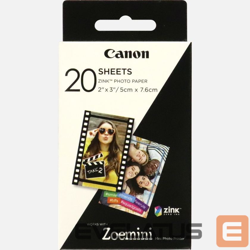 Офисные принадлежности Canon 20 sheets ZP-2030 Photo Paper, White, 5 x 7.6 cm