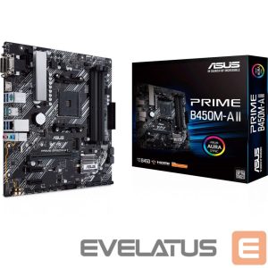 Материнская плата для процессоров Intel Asus  PRIME B450M-A II Memory slots 4, Number of SATA connectors 6 x SATA III, max 128GB, Chipset AMD B, Processor family AMD, Micro ATX, DDR4, Processor socket AM4 
