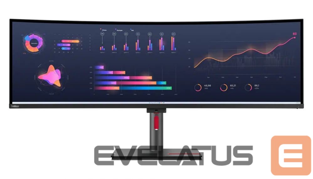 Монитор Lenovo ThinkVision P49w-30 49 ", IPS, 5120 x 1440, 32:9, 4 ms, 350 cd/m², Black, 1x Thunderbolt 4 Out, 1x Thunderbolt 4 In, 4x USB 3.2 Gen 1, 1x USB-C 3.2 Gen 1, 1x USB-B 3.2 Gen 1, 60 Hz, HDMI ports quantity 2