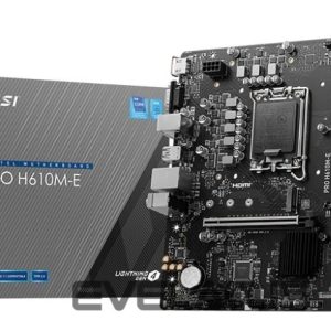 Материнская плата для процессоров Intel MSI  Mainboard||Intel H610|LGA1700|Micro-ATX|Memory DDR5|Memory slots 2|1xPCI-Express 1x|1xPCI-Express 16x|1xM.2|1x15pin D-sub|1xHDMI|4xUSB 2.0|2xUSB 3.2|1xPS/2|1xRJ45|3xAudio port|PROH610M-E 