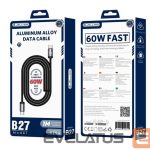 Кабель Jellico  B27 Woven Cotton Universal USB-C to USB-C Data & Fast PD 60W Charger Cable 1m Black