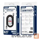 Кабель Jellico  B27 Woven Cotton iPhone & iPad USB-C to Lightning Data & Fast PD 30W Charger Cable 1m Black