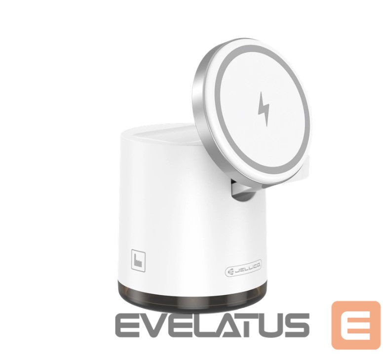 Беспроводное зарядное устройство Jellico W22 4in1 Wireless charger Magsafe 15W iPhone + 3W Apple Watch + Airpods + Lamp White