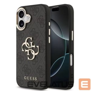 Чехол на заднюю панель Guess Apple iPhone 17 PU Leather 4G Metal Logo Gold Frame MagSafe Case Black