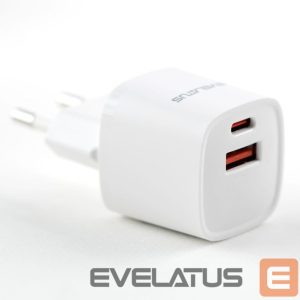 Адаптер Evelatus  USB-A and USB-C 30W Max / EU charger White