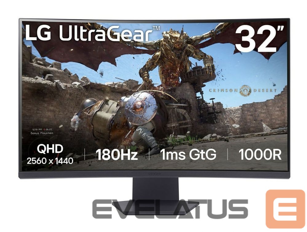 Монитор LG 32GS60QC-B | 32 " | VA | QHD | 16:9 | 180 Hz | 1 ms | 2560 x 1440 pixels | 300 cd/m² | HDMI ports quantity 2