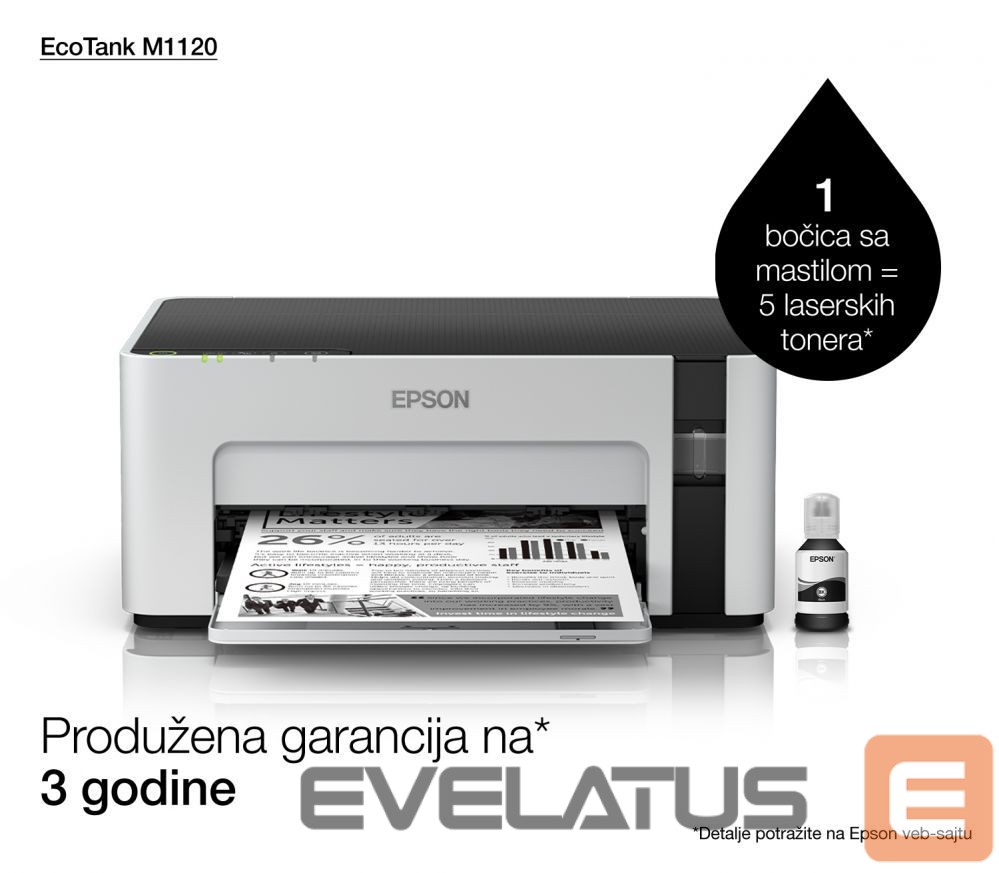 Принтер EPSON Printer EcoTank M1120 Mono, Inkjet, Standard, Wi-Fi, A4, Grey