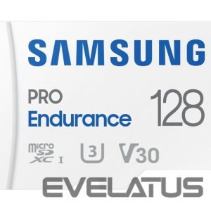 Карты памяти Samsung  SAMSUNG PRO Endurance MB-MJ128KA/EU 128 GB, MicroSD Memory Card, Flash memory class U3, V30, Class 10, SD adapter